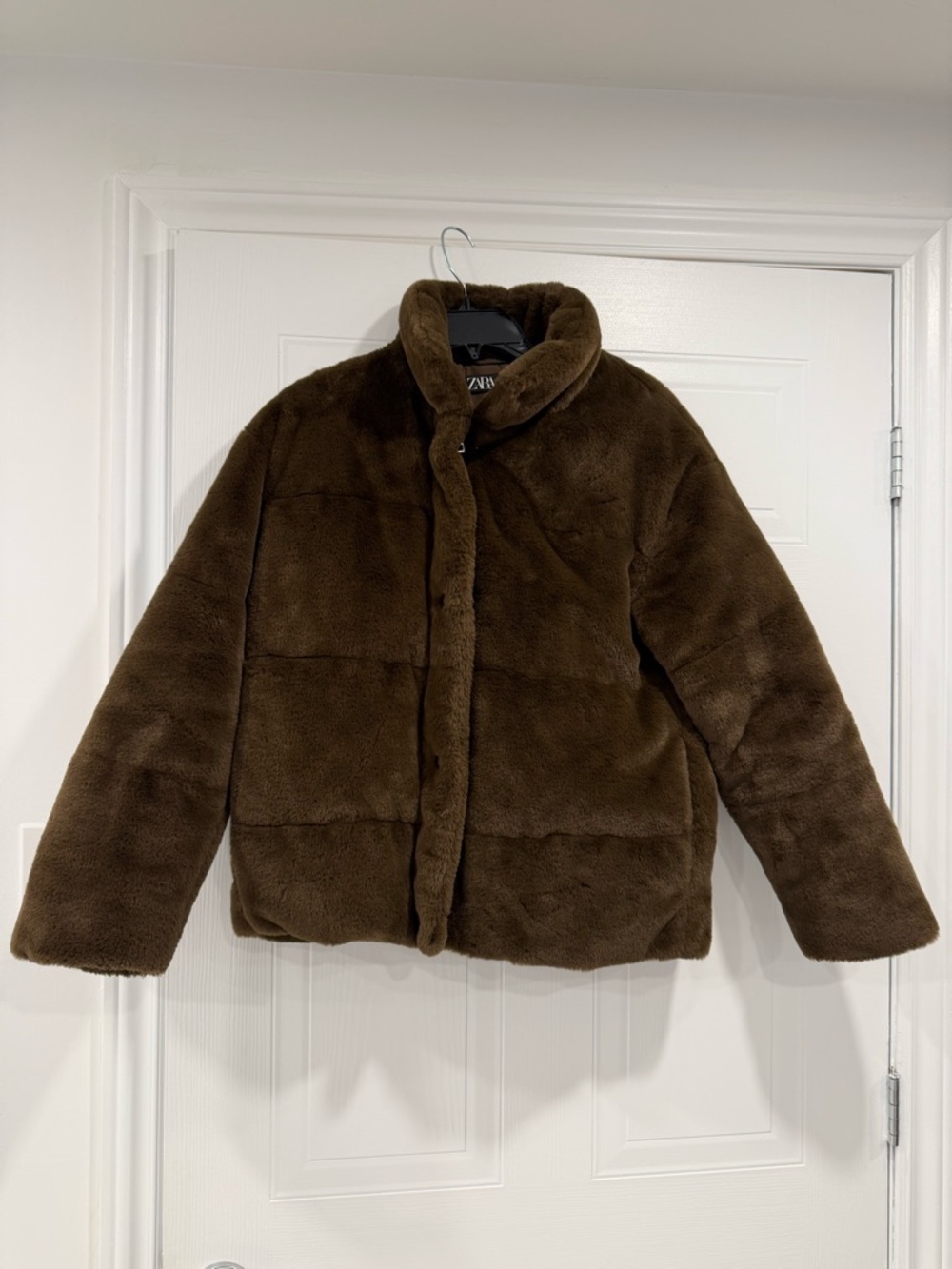 Zara Brown Faux Fur Puffer with Zipper